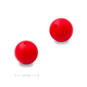 Silicone round beads 12mm Rose Red