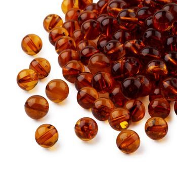 Amber bead round 6mm dark cognac
