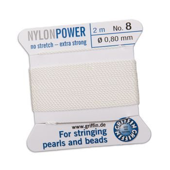 Griffin nylonová nit Nylon power s jehlou 0,8 mm/2 m bílá