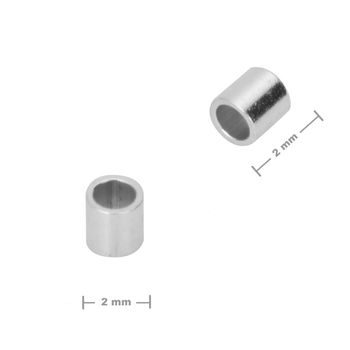 Stříbrný zamačkávací rokajl trubička 2 x 2 mm