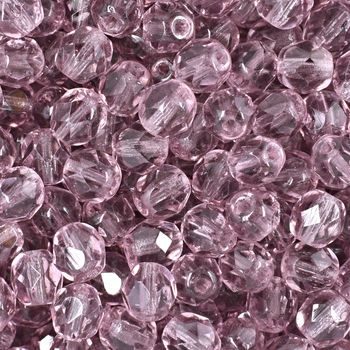 Glass fire polished beads 6mm Light Amethyst