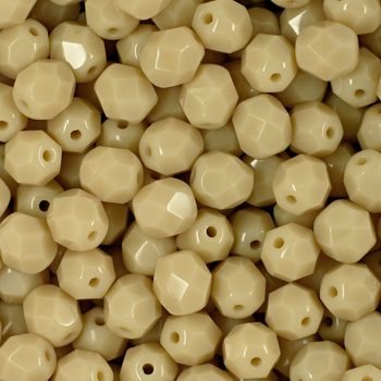 Glass fire polished beads 6mm Ivory