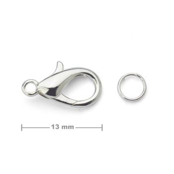 Jewellery lobster clasp 13mm in the colour of silver