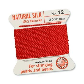 Silk thread with needle 0.98mm/2m red