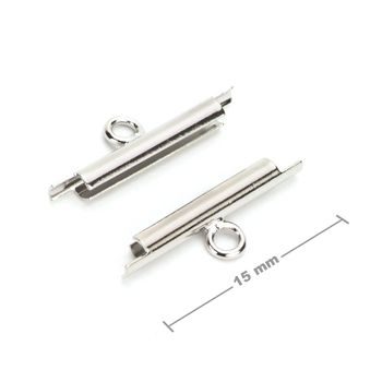 Miyuki slide tube clasp 15mm in the colour of platinum