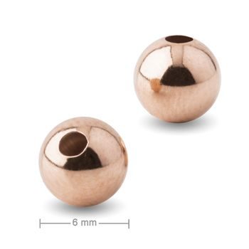 Mărgele argintii 6mm placate cu aur de 18K roz nr.692