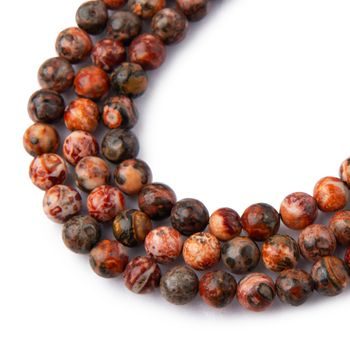 Red Leopard Skin Stone beads 6mm