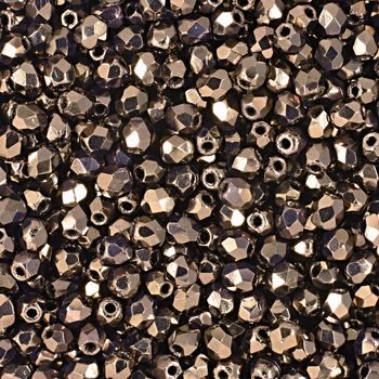 Glass fire polished beads 3mm Crystal Bronze Vega