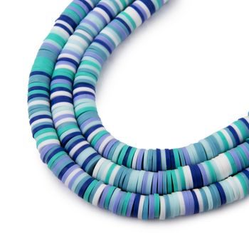 Heishi polymer beads blue and green