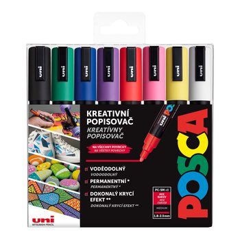 POSCA sada akrylových fixů 5M základní barvy 8 ks