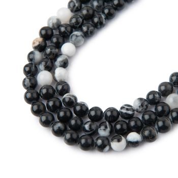 White Black Zebra Jasper beads 4mm