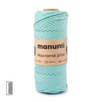 Macramé twisted cord 3PLY 3mm light turquoise