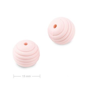 Mărgele rotunde din silicon cu striații 15mm Baby Pink