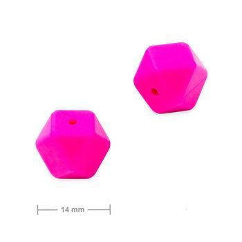 Silicone beads hexagon 14mm Pink Glaze