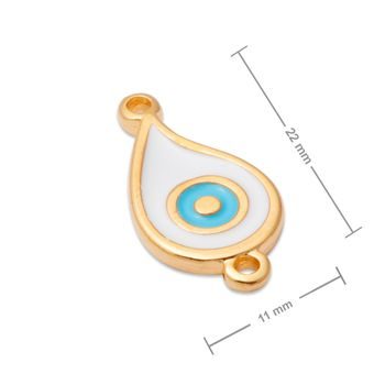 Manumi spojovací díl bílá kapka 22x11 mm pozlacený