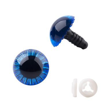 Pair of eyelets with safety cap 19,5mm blue