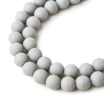 Czech glass pressed round beads Light Grey Opaque Matt 8mm No.84