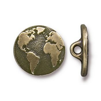 TierraCast button Earth antique brass