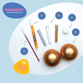 Manumi kreativní sada na dekorování vánočních ozdob stříbrná