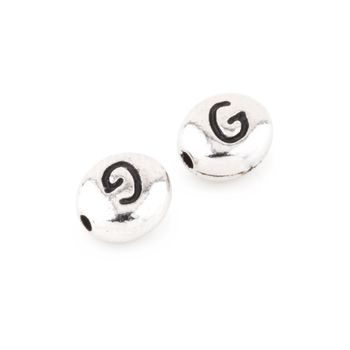 TierraCast bead 7x6mm with letter G rhodium-plated