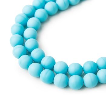 Czech glass pressed round beads Turquoise Opaque Matt 8mm No.72