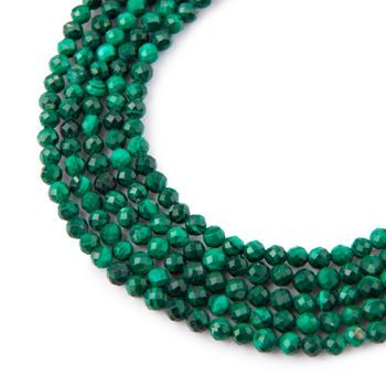 Malachite faceted beads 4mm