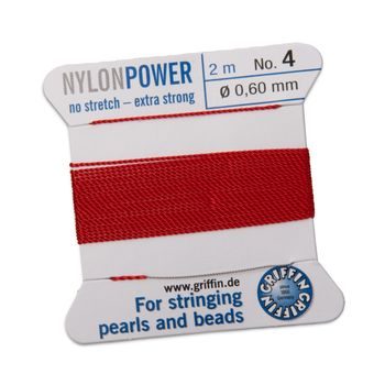 Griffin nylonová nit Nylon power s jehlou 0,6 mm/2 m červená