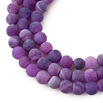 Crackle Purple Agate beads matte 8mm