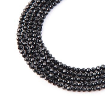 Black Tourmaline faceted beads 3mm