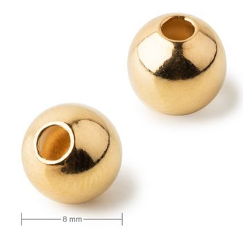Kovový korálek dutý 8 mm v barvě zlata