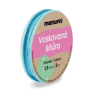 Voskovaná šňůra 1,5mm/3m světle modrá