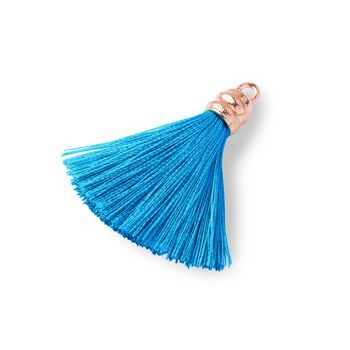 Silver tassel rose gold plated 4cm blue No.1197