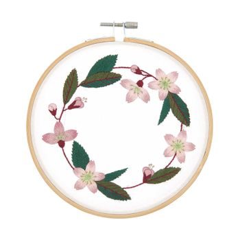 Kit for embroidering a decoration cherry flower wreath