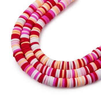 Heishi polymer beads red and pink