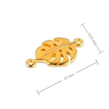 Manumi connector monstera leaf 23x12.5mm gold-plated