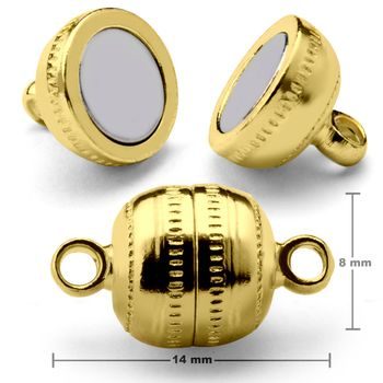 Magnetic barrel clasp 14x8mm gold