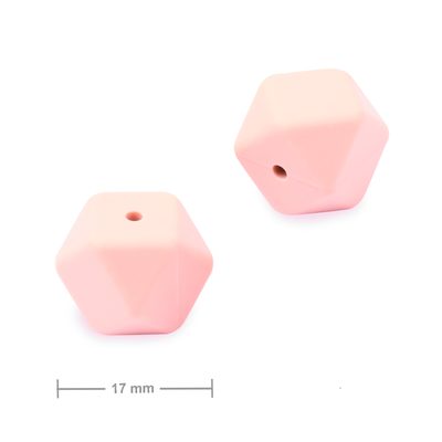 Silikónové koráliky hexagón 17mm Baby Pink