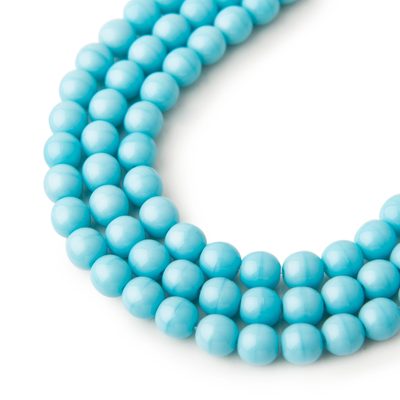 Czech glass pressed round beads Turquoise Opaque 6mm No.27