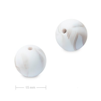 Silicone round beads 15mm Autumn Grey Marble
