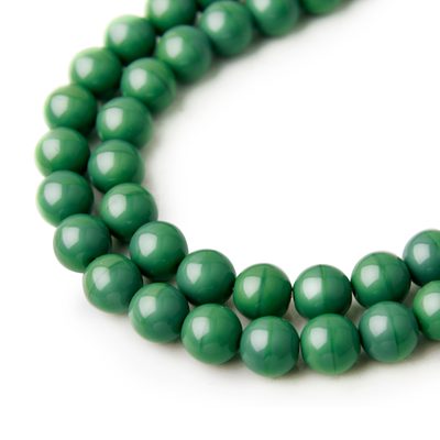 Czech glass pressed round beads Pine Green Opaque 8mm No.65