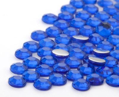 Nalepovací akrylové kameny kulaté 6mm modré