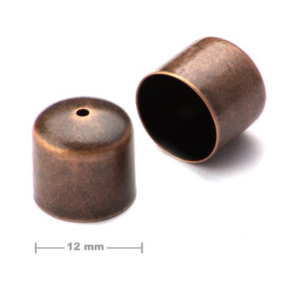 Plain bead cap 12mm antique copper