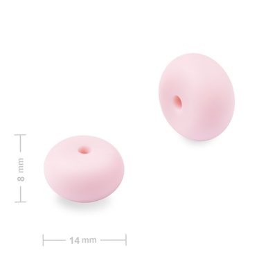 Silikónové koráliky rondelky 14x8mm Baby Pink