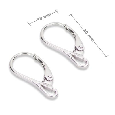 Sterling silver 925 rhodium-plated earring hook 20x10mm No.633