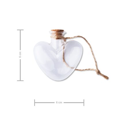 Decorative glass bottle with a plug heart