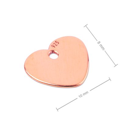 Stříbrný přívěsek pro gravírování ve tvaru srdce pozlacený 18K růžovým zlatem č.839