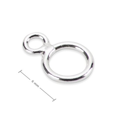 Sterling silver 925 jump ring 6mm with loop No.571