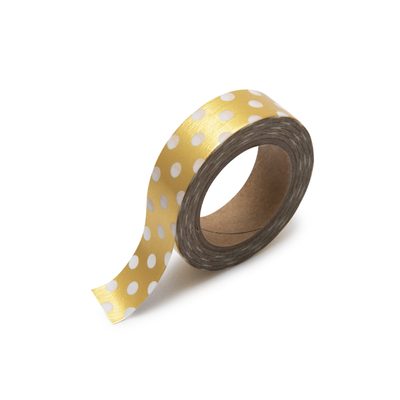 Washi páska s puntíky 10m zlato-bílá