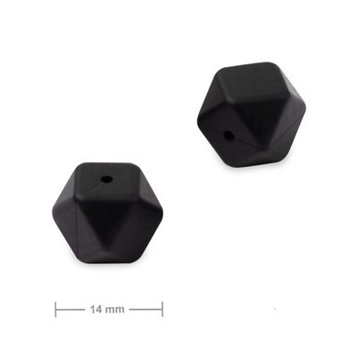 Silikónové koráliky hexagón 14mm Black