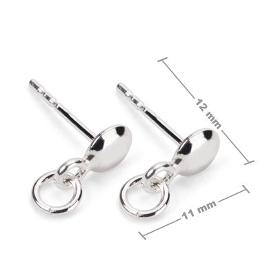 Sterling silver 925 half ball ear post 5mm with hanging eyelet No.248